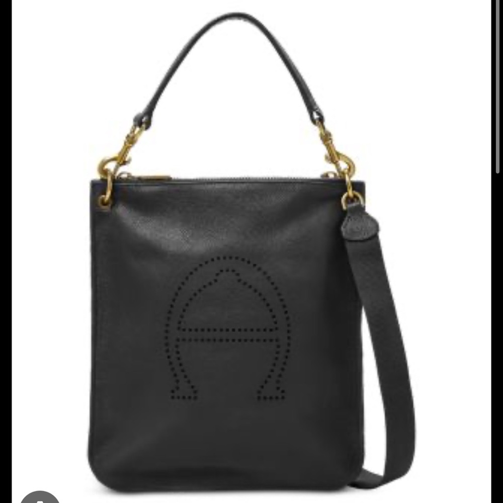 Etienne Aigner Black Crossbody Bag with Gold Hardware